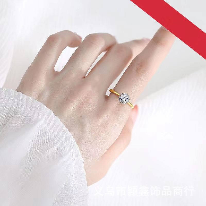24k Gold Water Drop One Stone Simple Finger Rings