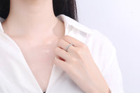 925 Silver Plated Fashionable Versatile Half -Circle Simplicity Diamond Cut Ring