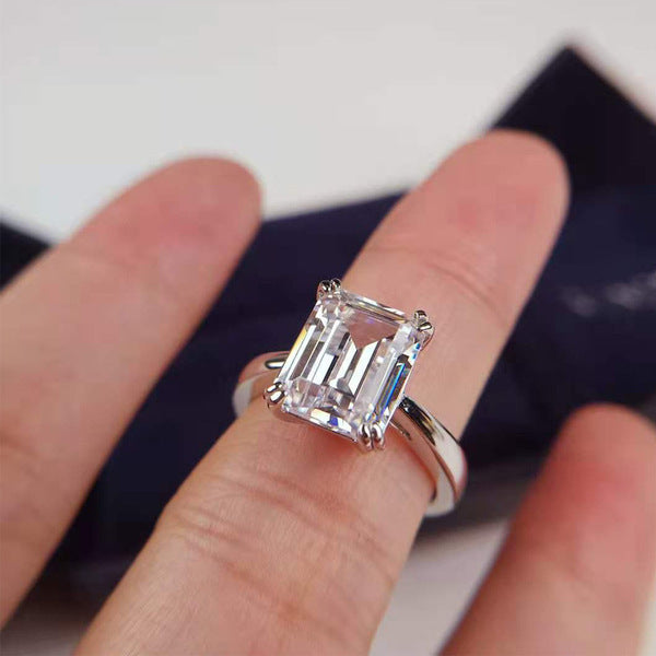 Diamond Cut Emerald Cutting Square Simulation Finger Ring
