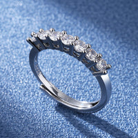 Diamond Cut S925 Silver Plated Seven Princess Mossian Stone Ring