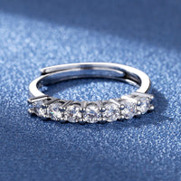 Diamond Cut S925 Silver Plated Seven Princess Mossian Stone Ring