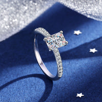 Diamond Cut S925 sterling silver Plated Exclusive Moissanite Stone Finger Ring