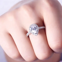 Flowing Ring Mossonite Stone Sliver Plated Ring