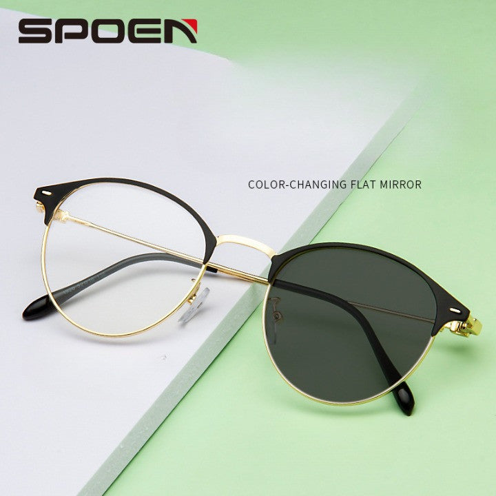 Flat Glossy Female Tide Metal Flat Glasses