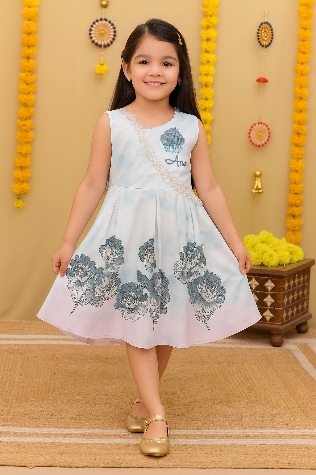 Sky Blue Kids Frock