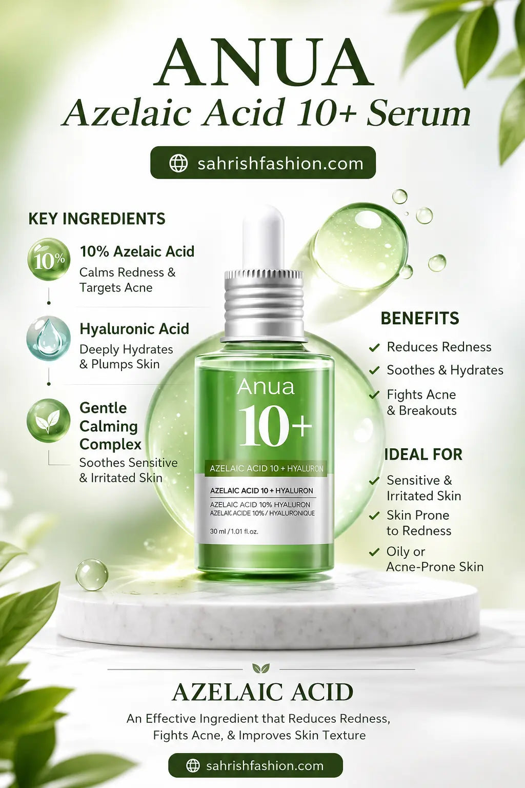 Anua Azelaic Acid serum for acne marks and redness