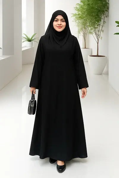 Woman wearing Black Burka with Subtle Beadwork