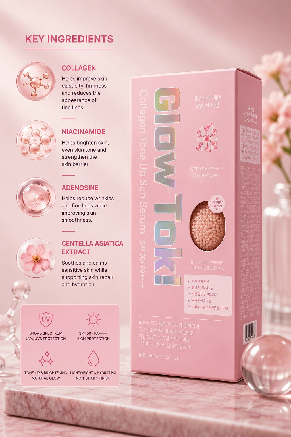 Dabo Glow Tok Collagen Tone Up Sun Serum Spf 50+ 30 ml