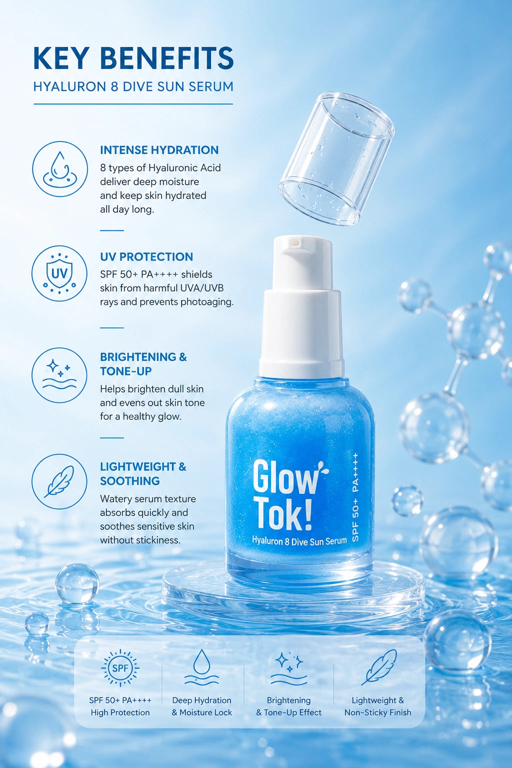 Dabo Glow Tok Hyaluron 8 Dive Sun Serum SPF 50+ PA++++ 30 ml