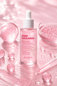 Lightweight capsule texture of Dabo Pink Collagen PDRN Glow Capsule Serum with a smooth, fast-absorbing formula