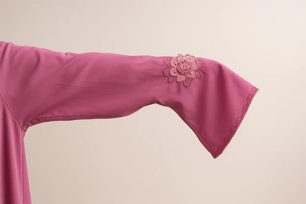 Sleeve detail of Elegant Pink Silk Burqa