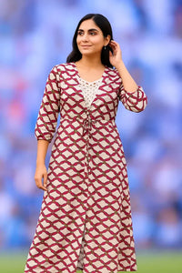 Woman wearing Ethnic Charm Cotton Kurti