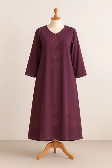 Mauve Burka with Intricate Floral Embroidery on mannequin