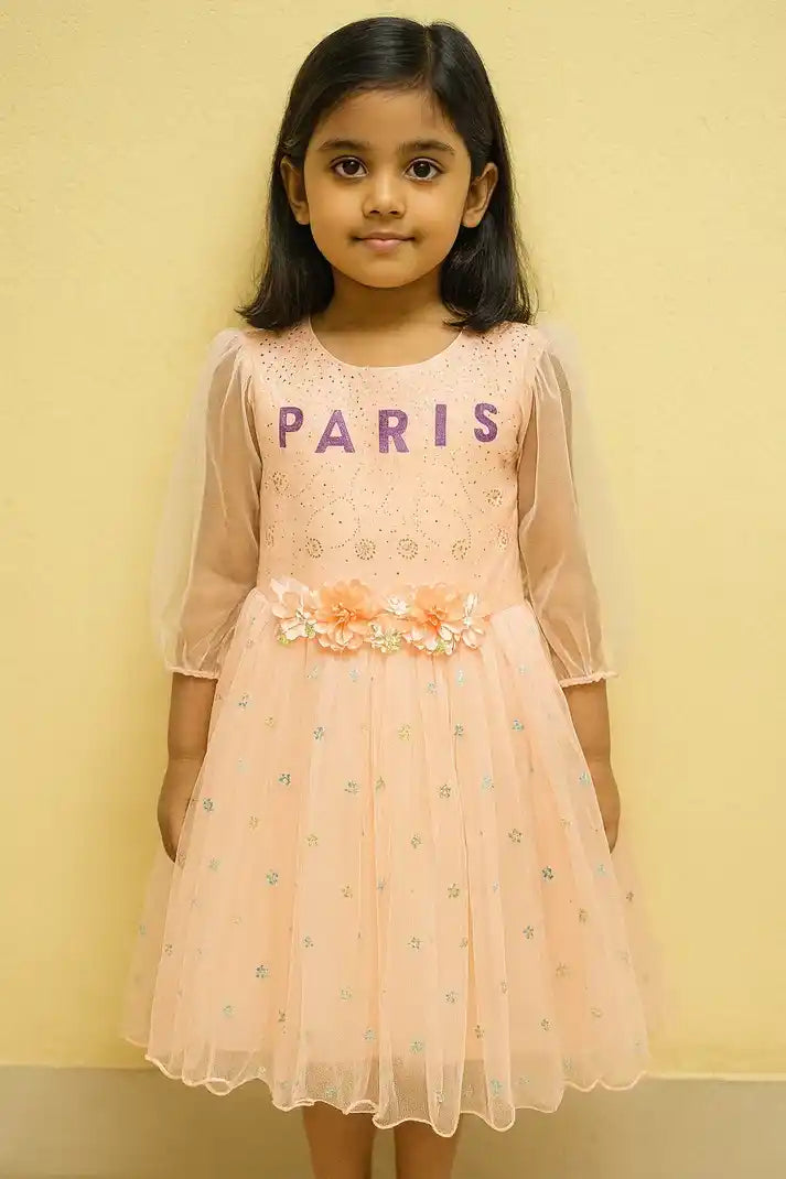 Girl wearing Peach Princess Kids Frock