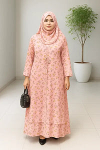 Pink Floral Burka with Front Tie Detail