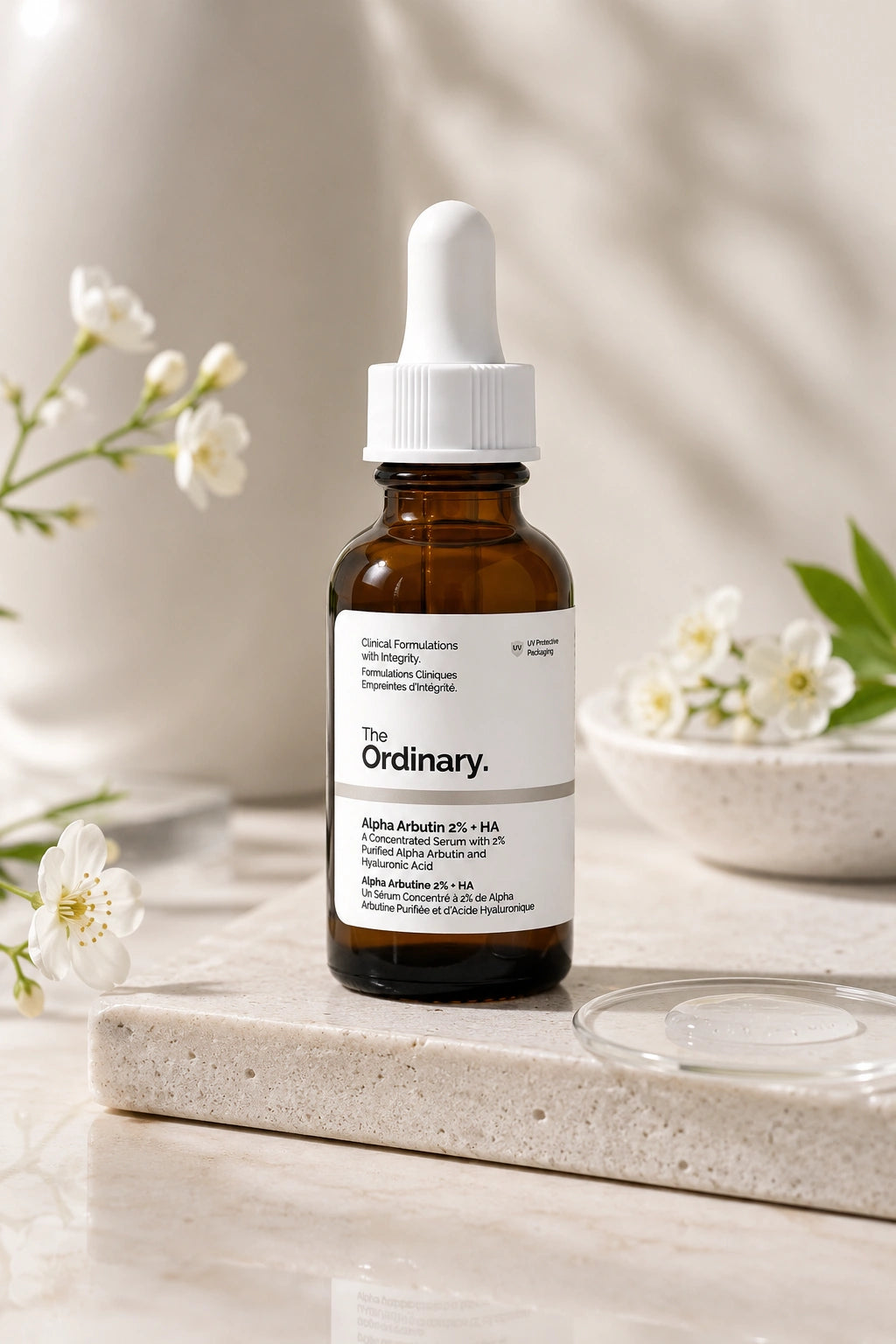 Original The Ordinary Alpha Arbutin 2% + HA serum with authentic bottle and retail packaging